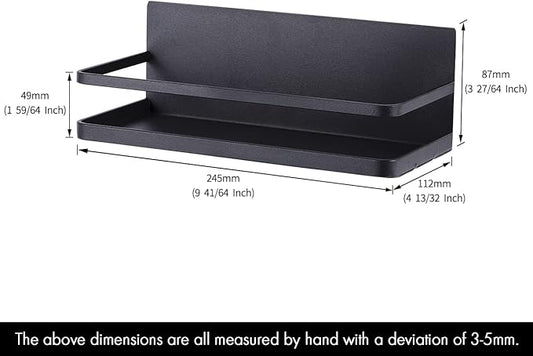 KES Magnetic Spice Rack for Refrigerator, Magnetic Shelf Spice Shelf for Kitchen, Fridge Shelf Space Saver 2 Pack Matte Black, KRR502-BK-P2