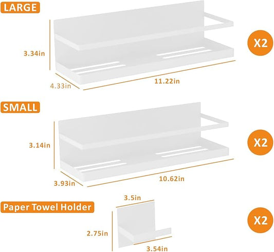Magnetic Spice Rack for Refrigerator Magnetic Fridge Shelf for Kitchen Spice Organizer Magnetic Shelf for Fridge White 2 Pack with Magnetic Paper Towel Holder