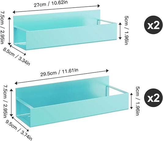 4 Pack Moveable Fridge Magnetic Spice Racks,Metal Blue