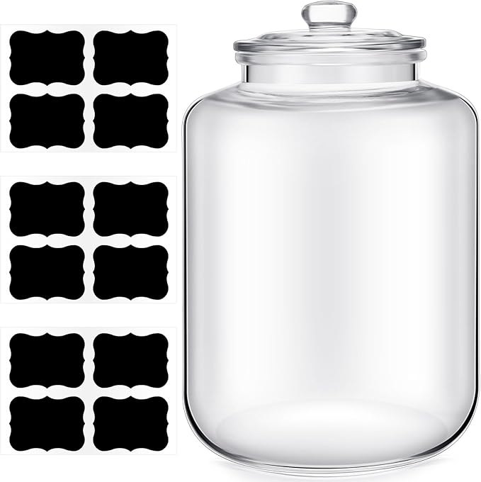 Yaomiao 4 Gallon Glass Jar with Lid Large Cookie Jar with Big Opening Airtight Food Storage Canister Canning Jars for Flour Sugar Dog Treats Pasta Candy Glass Containers with Lids for Kitchen Pantry