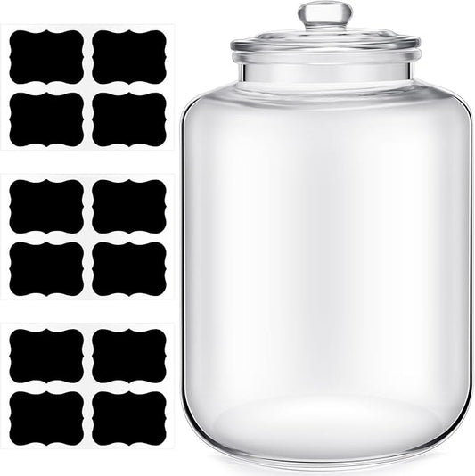 Yaomiao 4 Gallon Glass Jar with Lid Large Cookie Jar with Big Opening Airtight Food Storage Canister Canning Jars for Flour Sugar Dog Treats Pasta Candy Glass Containers with Lids for Kitchen Pantry