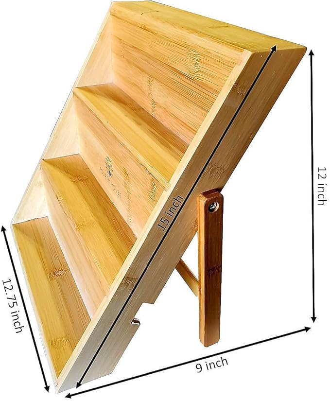Fourth House Bamboo Spice Rack for Drawer or Countertop - Spice Organizer Holder for Kitchen Spices