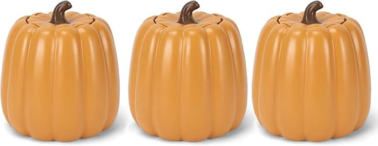 Nat & Jules Pumpkin Shaped 6 x 6 Inch Ceramic Storage Canisters: Perfect for Halloween, Thanksgiving and Indoor Fall Table Décor & Centerpieces - Set of 3, Orange
