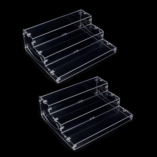 evron 2 Pack Pantry Organization and Storage Clear Plastics Spice Rack Organizer for Cabinet & Countertop (ASSEMBLY REQUIRED) 3 Tier Organizer Versatile Tierd Shelf Organizer 10.5"