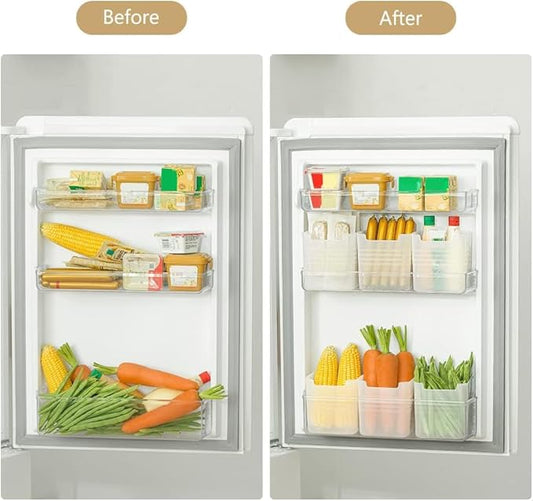 Poeland Refrigerator Organizer Box, Fridge Side Door Storage Containers Plastic Translucent Pack of 3