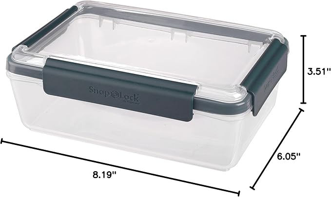 12-Cup Storage Container - Gray, SNL-1010GY Easy-To-Open, Leak-Proof Silicone Seal, Snap-Off Lid, Stackable, BPA FREE