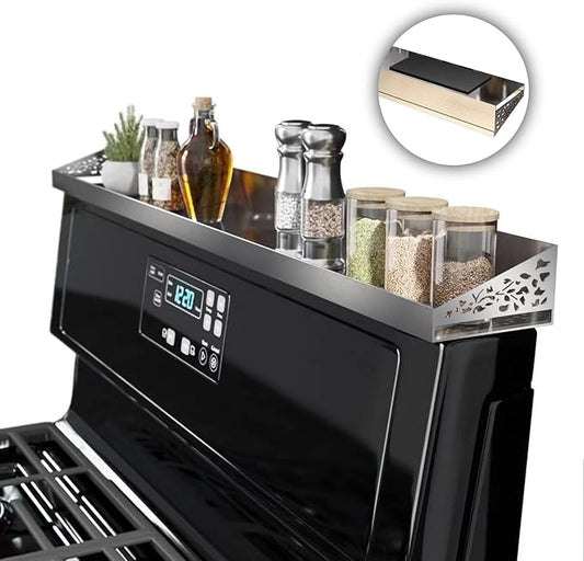 Magnetic Stove top Shelf, 30" Length, Magnetic Spice Rack Over the Stove, Oven Shelf for top of Stove, Seasoning Organizer, Kitchen Organizers and Storage (Stainless Steel)