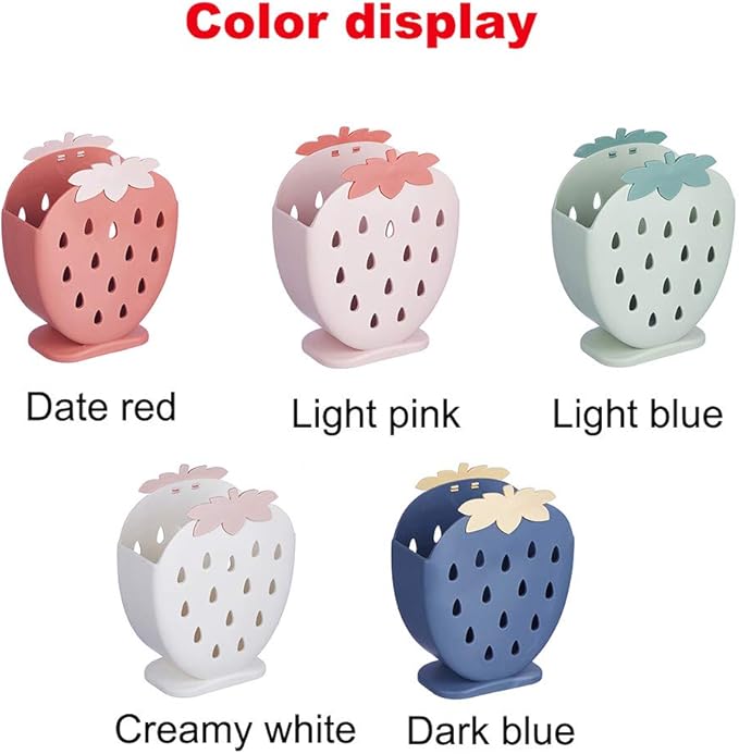 AKOAK 1 Pack Strawberry Chopsticks Stand, Cutlery Storage Box, Suitable for Storing Spoons, Chopsticks, Spoons, Knives and Other Kitchen Utensils (Creamy White)