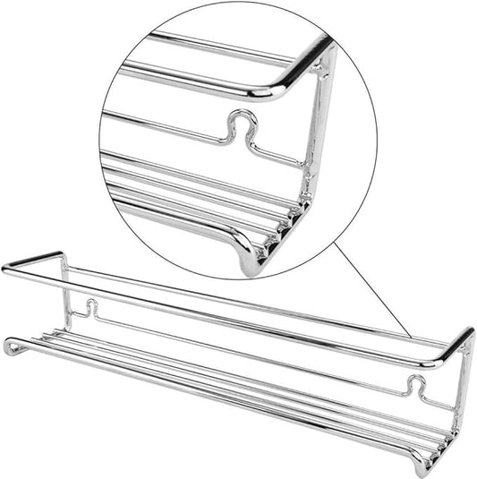 Spice Rack Shelves Set of 4 – Chrome Metal Wall Mount Kitchen Organizer for Spices and Home Décor