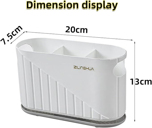 Kitchen Cutlery Drainer Utensil Holder Cutlery Storage Box Wall-Mounted Tableware Storage Holder Utensil Caddy Flatware Organizer Countertop (White)