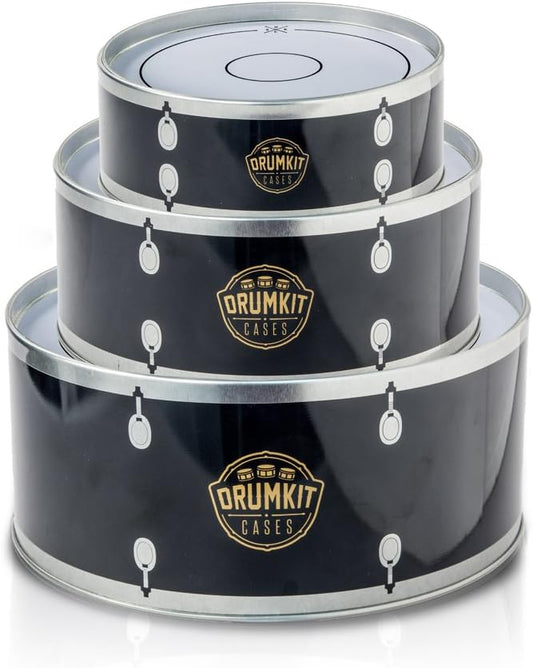 Suck UK - Drum Kit Storage Tin Set | Biscuit Tin Drums | Cake Storage Tins | Nesting Cake Tins Sets | Drummer Gifts & Music Lover Gifts | Stackable Storing Boxes With Lids | Rock Star Food