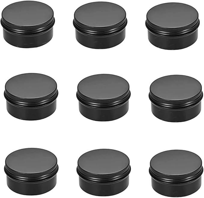 12 Packs 3 Oz Empty Jars 90ml Black Round Aluminum Tin Cans Screw Top Metal Steel Tins Lip Balm Tins Box Cosmetic Containers Storage Organization for Candles Salve Crafts Spice Tea Gift