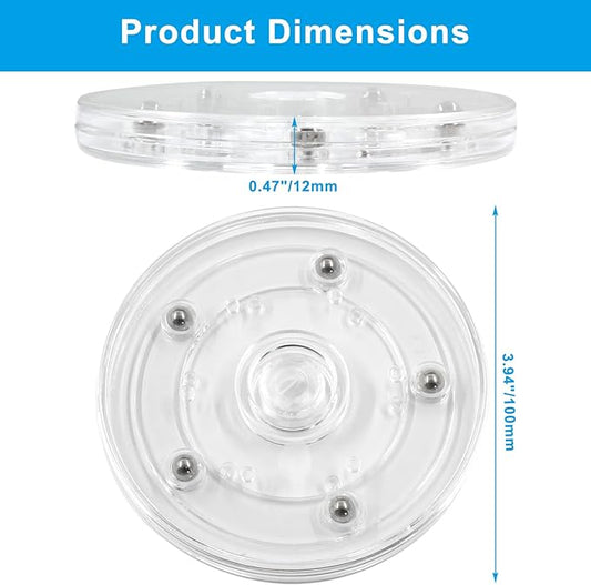 2 Pack 4 inch Lazy Susan Turntable - Acrylic Ball Bearing Rotating Tray for Cake, Spice Rack - Perfect for Kitchen Pantry with 360˚Rotation