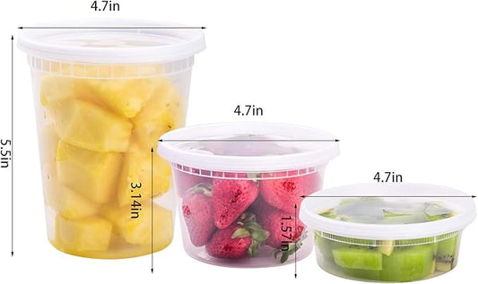 TashiBox [8 oz,16oz,32oz,48Sets,16Sets each size Plastic food storage containers with lids airtight,BPA Free,Microwave/Dishwasher/Freezer Safe