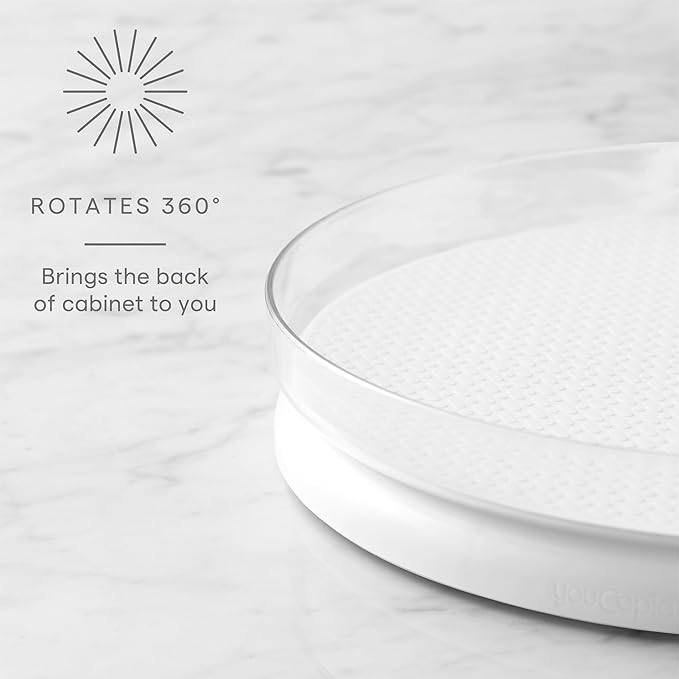 YouCopia FridgeView Fridge Turntable with Mat, Lazy Susan Organizer for Refrigerator Storage, 11” , White