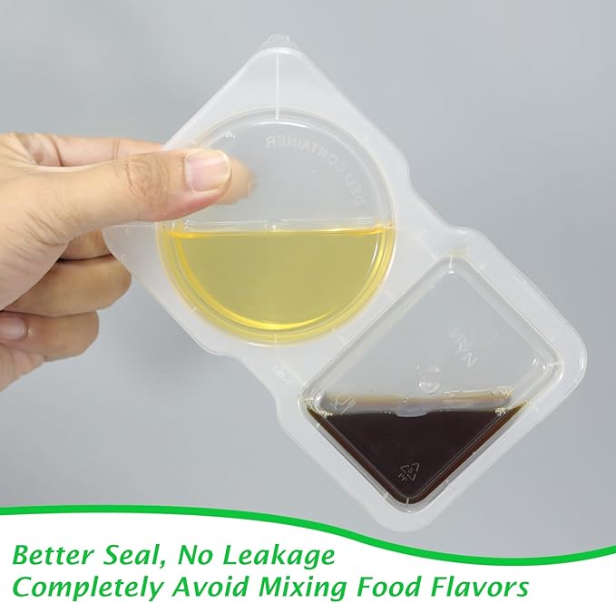 16Pcs Double Compartment Snack Containers, Reusable with Lid, 2 Compartment Lunch Box, Travel Size Condiments, Sauce Containers