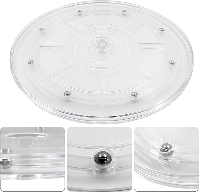 1 Pack 9 inch Lazy Susan Turntable - Acrylic Ball Bearing Rotating Tray for Cake, Spice Rack - Perfect for Kitchen Pantry with 360˚Rotation