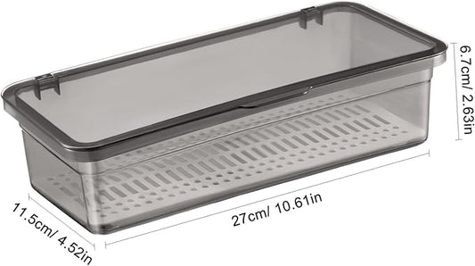 DOITOOL 3PCS Flatware Tray with Lid and Drainer, Tableware Utensil and Cutlery Drawer Organizer with Lid Covered Silverware Tray to Keeps Your Cutlery Organized and Protected