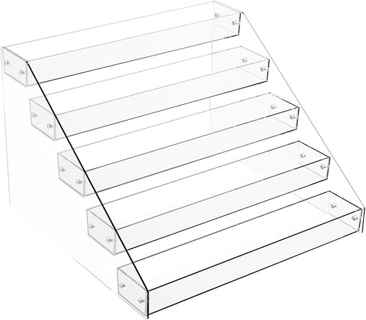 Tiered Spice Rack Acrylic, 5 Tier Clear Spice Rack Organizer for Cabinet, Vertical Spice Rack Shelf Durable Kitchen Seasoning Organizer for Countertop, Cabinet, Pantry, Kitchen Storage (5 Tier)
