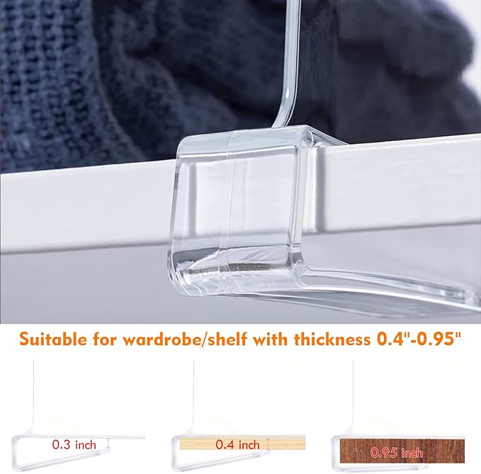 SSAWcasa Shelf Dividers for Closet Organization, 12 Pack Clear Acrylic Dividers Shelf Organizer for Wood Shelves, Bag Purse Clothes Sweater Shirt Storage Separator for Bedroom Wardrobe Kitchen