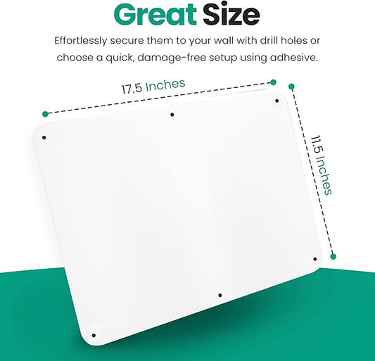 17.5inchX11.5inch Large Stainless Steel Plate for Magnets, 3M Adhesive Back, Mounting Screws, Ideal for Magnetic Shelf, Spice Holders, Fridge Magnets. Mount Anywhere! (White, 1 Pack)
