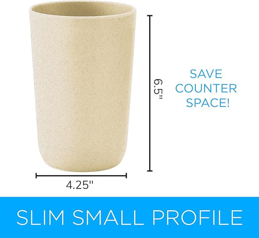Modern Slim Bamboo Cream Kitchen Utensil Holder Caddy - Rust Proof and Dishwasher Safe Kitchen Utensil Holder for Countertop - Kitchen Utensil Organizer Crock - Great for Spoons, Tongs, Spatulas