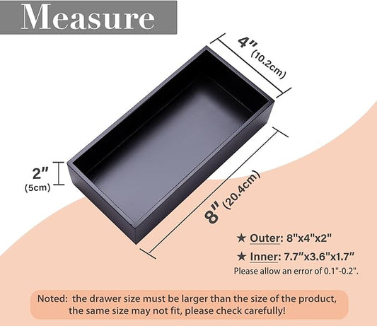Bamboo Box for Drawer Organizer Box for Kitchen Storage Boxes for Small Accessories, Black 8"*4"