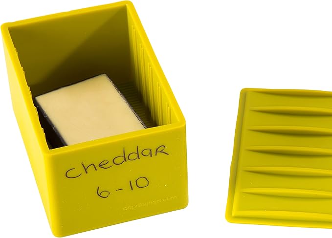 CapaBunga Cheese Vault with Divider - Reusable Artisan Cheese Storage Container for Fridge - Food Grade Silicone Cheese Container 6x4x3.5” - Cheese Keeper for Refrigerator - Green Cheese Holder