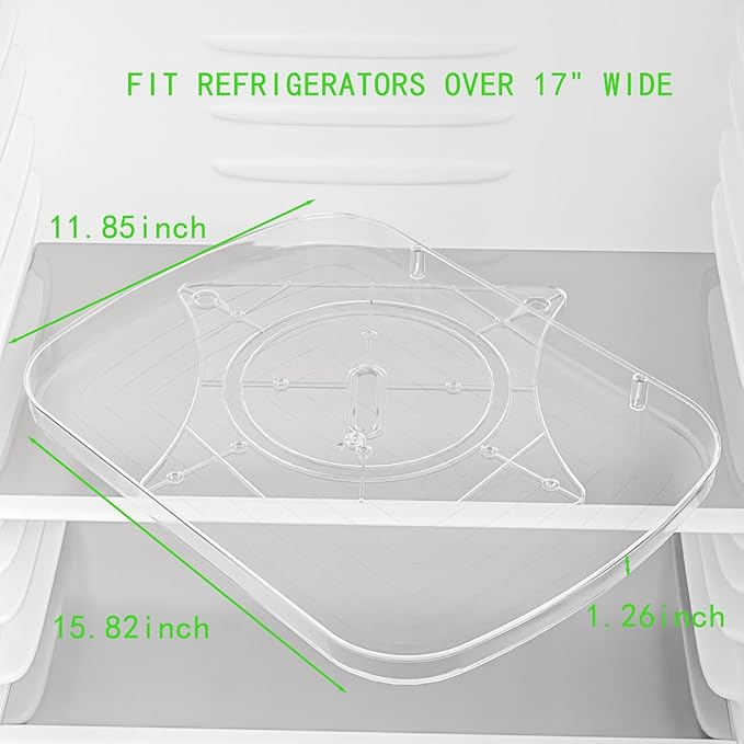 Lazy Susan Turntable Organizer for Refrigerator 360° Refrigerator Organizers and Storage Lazy Susan Organizer for Fridge, Cabinet, and Pantry,15.82"x12",(Clear 1 Pack)