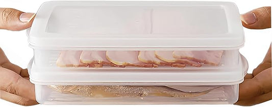 2 Pack-Bacon Keeper, Plastic Airtight Deli Meat sliced cheese Food Storage Containers with Lids for Refrigerators, Freezer, BPA-Free, Meal Prep