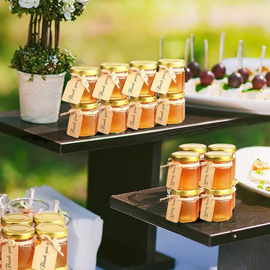 60 Pcs Small Glass Containers with Airtight Lids, 1.5 oz Mini Honey Jars for Wedding Favor, Baby Shower, Small Hexagon Candle Jars for Making Candles, Body Butter, Jam, Spices, Herbs, DIY Gift