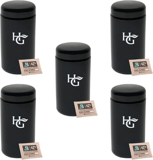 Herb Guard - 1 Oz Ultraviolet Jar & Airtight Humidity Pack (500 ml) UV Protection Keeps Herbs Fresh for Months [5 Pack]