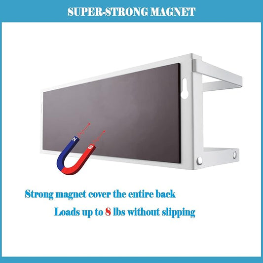 Magnetic Spice Rack Organizer Single Tier Refrigerator Spice Storage Shelf, Easy to Install The Side of The Refrigerator Can Hold spices, Jar of Olive Oil (White, With hook)