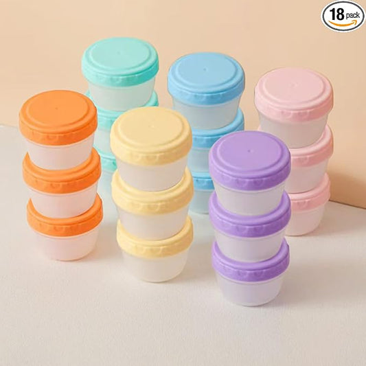 18 PCS Small Containers with Lids, Reusable Plastic Bowls for Snack and Puree, Salad Dressing Container to Go, Deli, Sauce, Freezer Condiment Containers, Dishwasher Safe