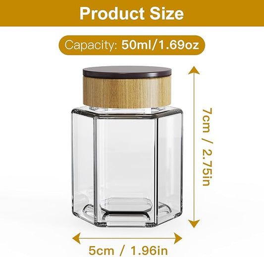 Set of 18 Magnetic Glass Spice Tins with 100 Preprinted Seasoning Label Stickers (Include Black Metal Wall-Plates)