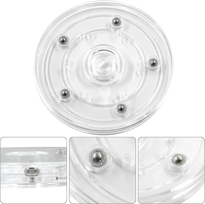 2 Pack 4 inch Lazy Susan Turntable - Acrylic Ball Bearing Rotating Tray for Cake, Spice Rack - Perfect for Kitchen Pantry with 360˚Rotation