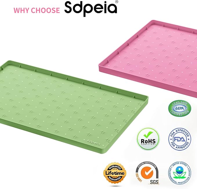 Sdpeia Under Sink Mat for [25" x 22"] Cabinet, Upgraded Silicone Waterproof Mat Kitchen Cabinet Liner Cabinet Protector Kitchen Organizers and Storage