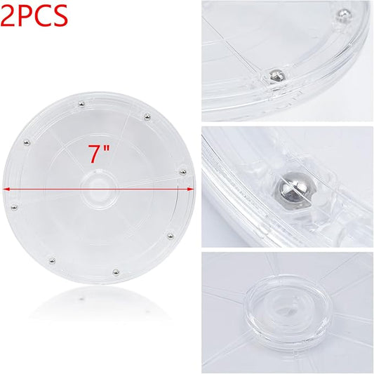 MY MIRONEY Heavy Duty Lazy Susan Turntable Organizer 7" Clear Acrylic Rotating Swivel Stand with Steel Ball Bearings for Spice Rack Cake Decorating TV Laptop Pack of 2