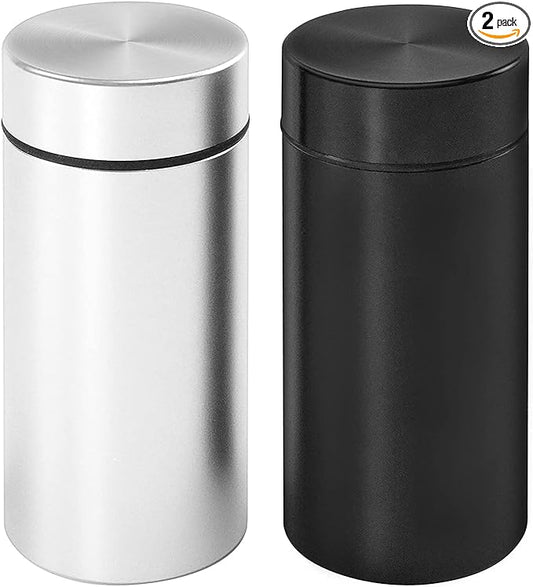 OZCHIN Aluminum Storage Jar Portable Airtight Smell Proof Container Bottle Multipurpose Storage Container for Spices, Coffee & Teas 80ml (Silver&Black)