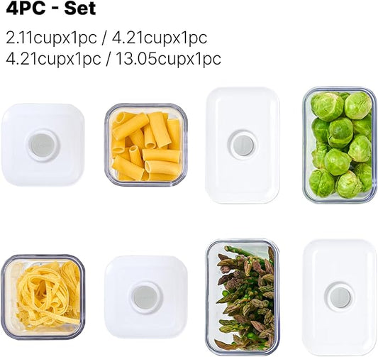 Premium Airtight Food Storage Containers 4-piece/Set, BPA Free, 100% Leak Proof, Keep food fresh up to 5 times longer than non-vacuum storage