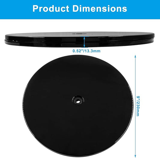 1 Pack 9 inch Lazy Susan Turntable - Black Acrylic Ball Bearing Rotating Tray for Cake, Spice Rack - Perfect for Kitchen Pantry with 360˚Rotation