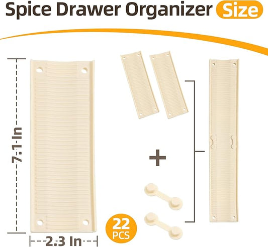 MIUKAA Silicone Spice Liner, 22 Pack Slip-Proof Spice Drawer Organizer, Kitchen Drawer Liner for Spices Bottle,Tableware, Cups Organizer（Single 7.1 x2.3 in） 3mm thick