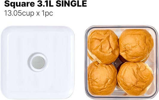 Premium Airtight Food Storage Containers, 3.28qt 1 Piece, Smart One-Click Seal Lid, No Hinges, Patented Double Silicone Lining, 100% Leak Proof, BPA-FREE, Dishwasher, Microwave Safe