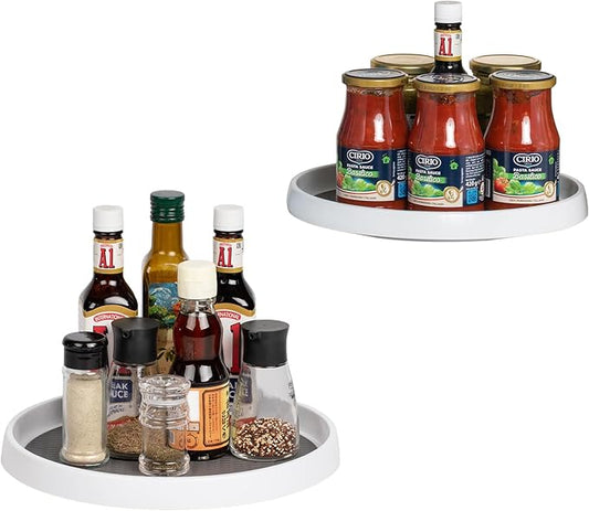 Lazy Susan Organizers, Silicone Non-Skid Turntable for Cabinet, 10 Inch Lazy Susan for Fridge, Pantry Organization and Storage, Kitchen, Spice Rack, Bathroom, Vanity, Countertop(2pcs,10inch)
