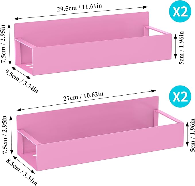 4 Pack Magnetic Spice Storage Rack Organizer for Refrigerator and Oven, Pink Fridge Organizers and Storage