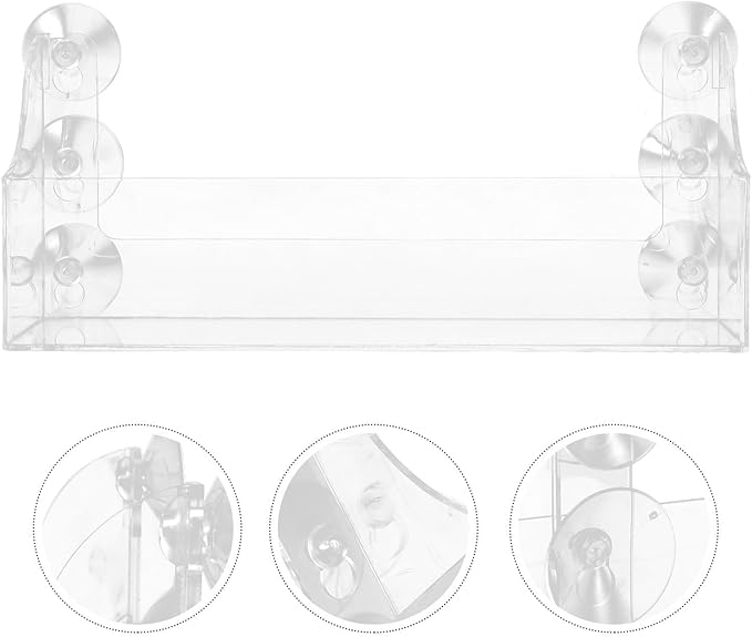 DOITOOL Suction Cup Refrigerator Rack Organizer, Clear Acrylic Refrigerator Storage Shelf for Refrigerator to Can Hold Spices, Jar of Olive Oil, Salt, Pepper,13.1 X 5.7 Inch
