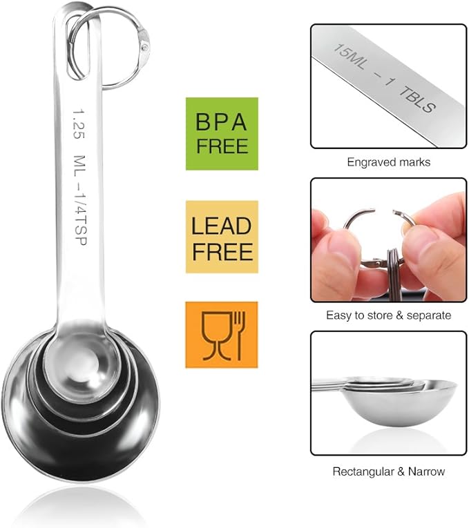 16 Magnetic Spice Tins, 200 Spice Labels, 4 Stainless Steel Measuring Spoons Magnetic Spice Containers Organizer Storage Condiment Jar Set of 16, Clear Lid, Sift and Pour