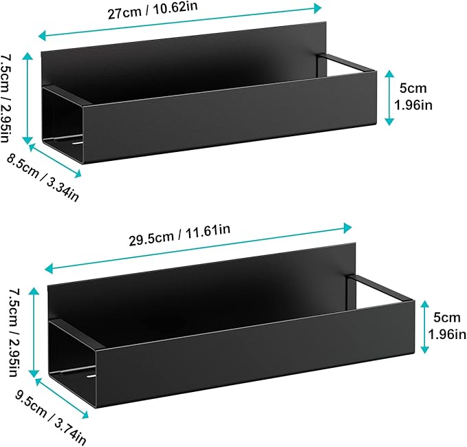 2 Pack Moveable Fridge Magnetic Spice Racks,Metal Black