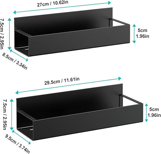 2 Pack Moveable Fridge Magnetic Spice Racks,Metal Black