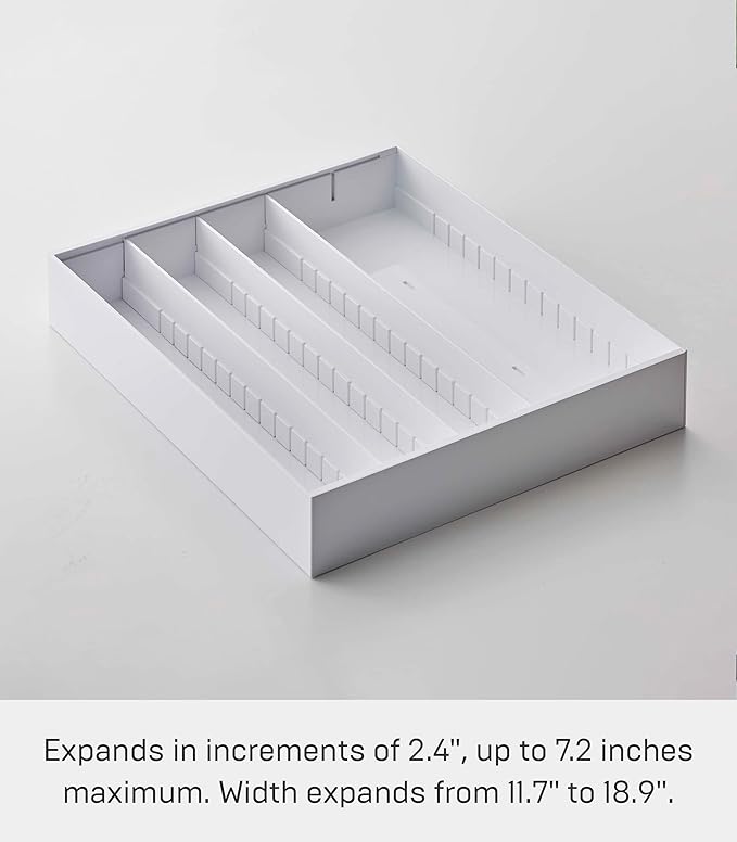 Yamazaki Home Tower Cutlery Drawer Organizer - Kitchen Silverware Utensil Storage Tray - Expandable I - Abs Plastic